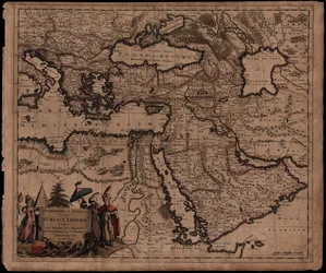 Mapa de las posesiones turcas incluyendo Egipto y Grecia